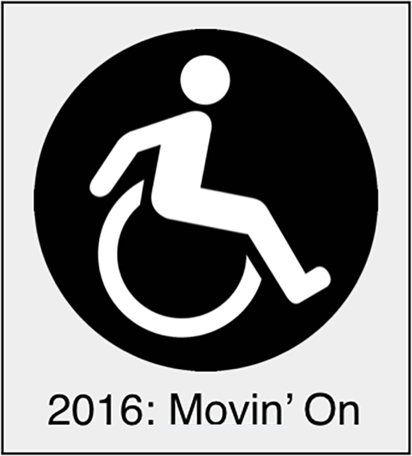 Active ISA — 2016 Movin' On — dynamic forward-leaning wheelchair user symbol